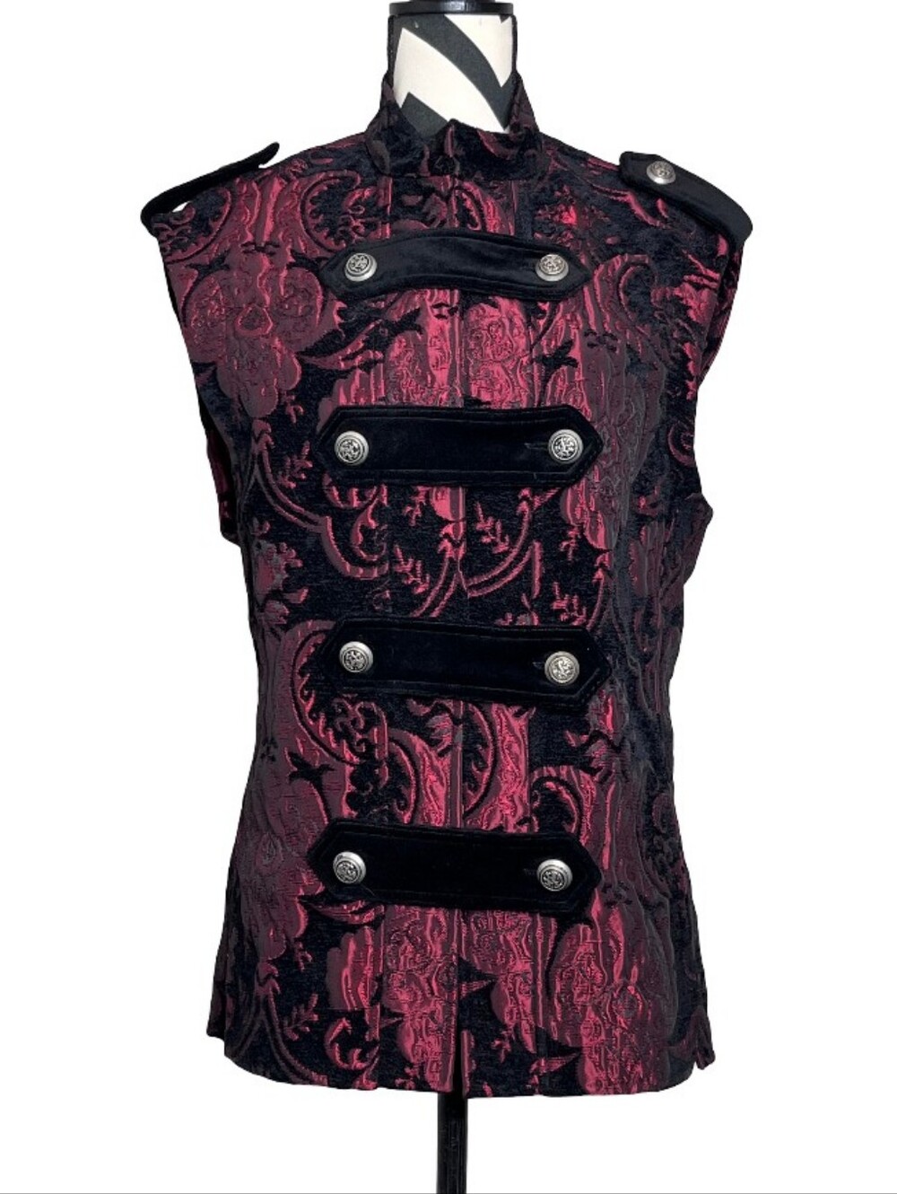 Shrine Legion Men's Sz L Victorian Gothic Vamp Tapestry Military Vest Jacket